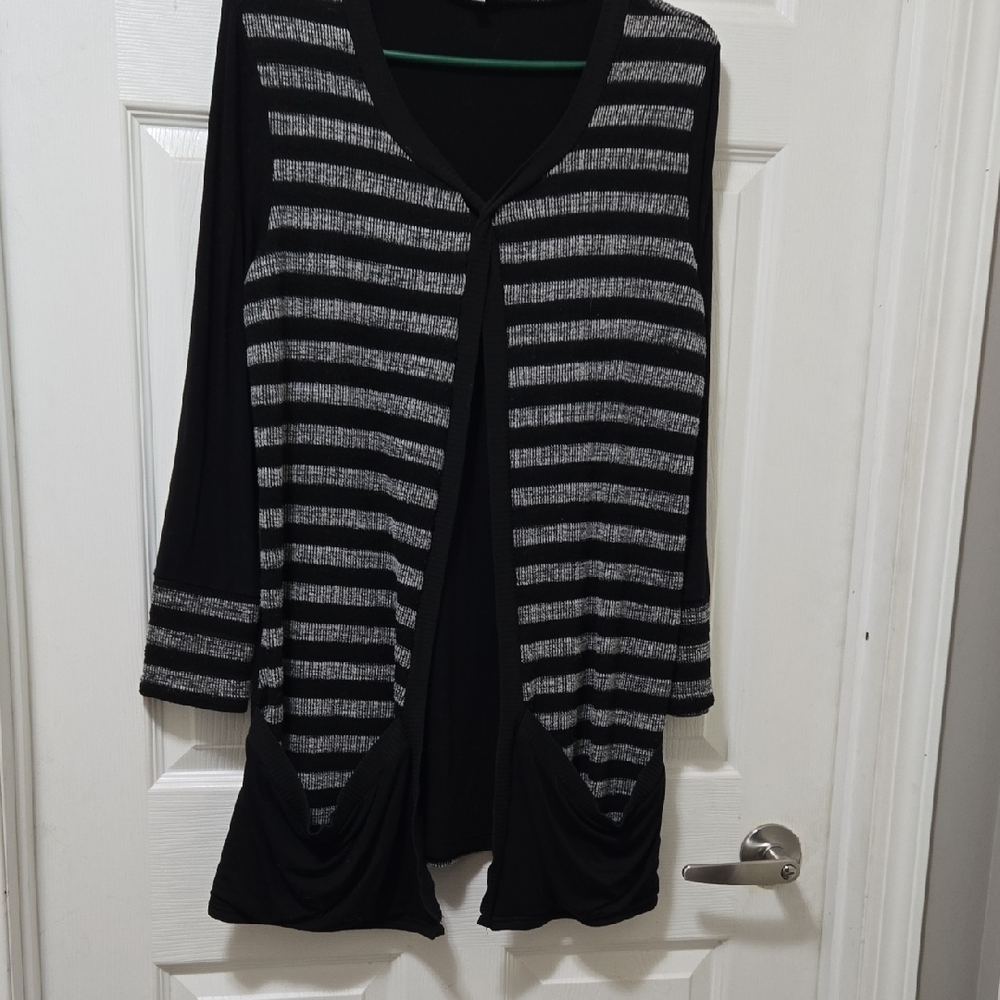 Elegant Black and Gray Striped Women's Tunic